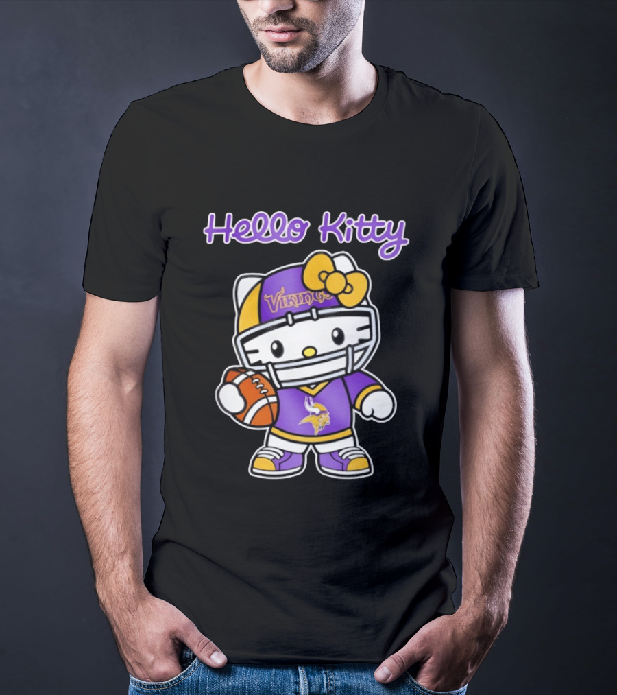 Hello Kitty Minnesota Vikings Football Fan Art Collaboration T-Shirt