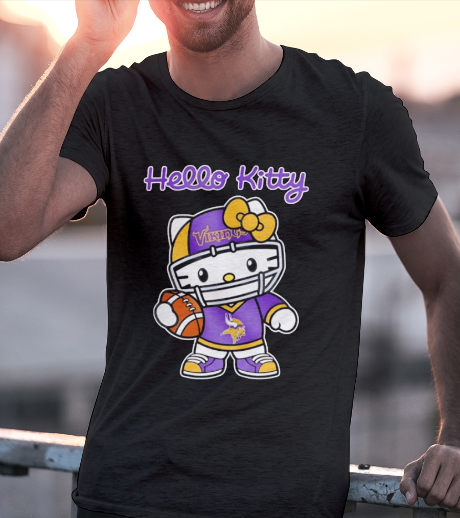 Hello Kitty Minnesota Vikings Football Fan Art Collaboration T-Shirt