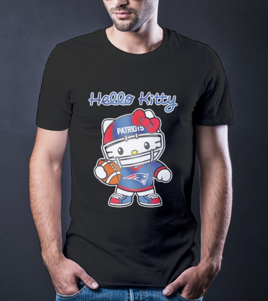 Hello Kitty Patriots Football Collaboration NFL Fan Collection T-Shirt