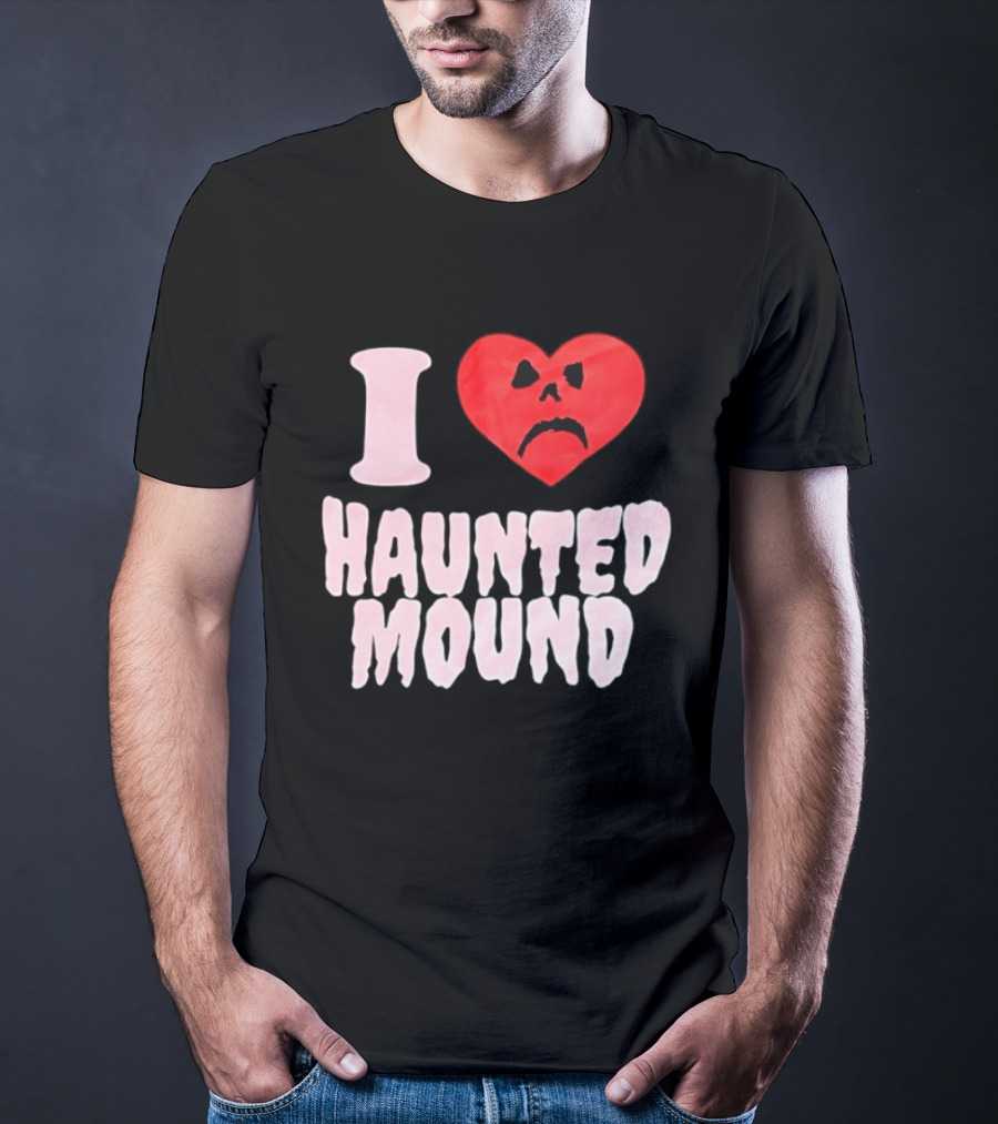 I Love Haunted Mound Heart Face T-Shirt