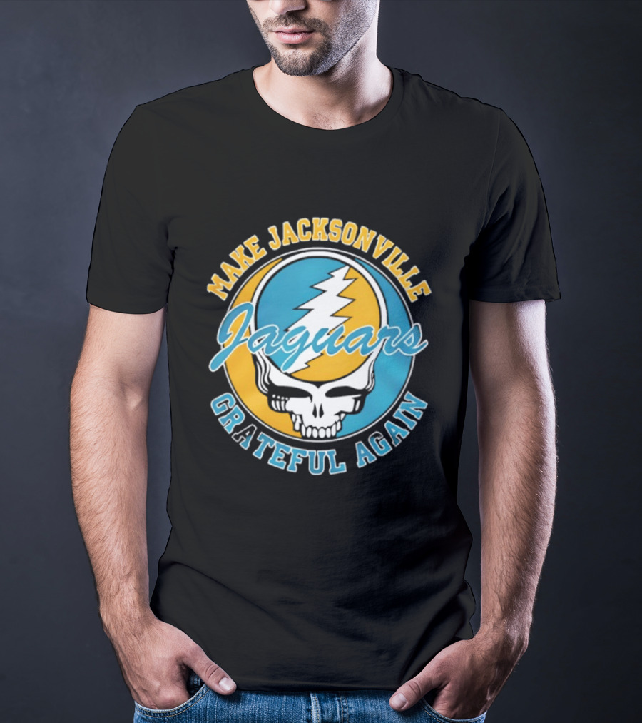 Jacksonville Jaguars Make Jacksonville Grateful Again Skulls And Lightning T-Shirt