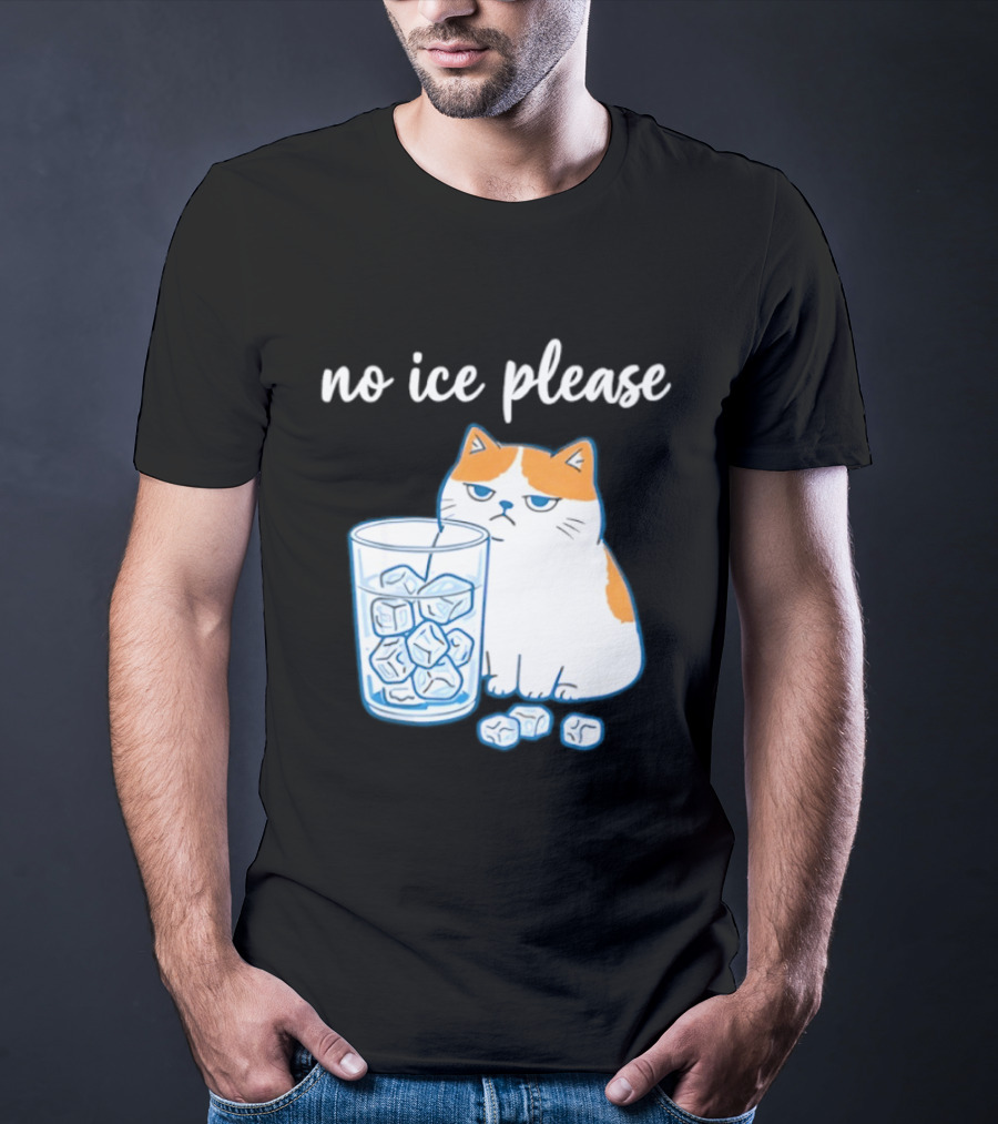 No Ice Please Cat Meme Cartoon Humor Ice Cube T-Shirt