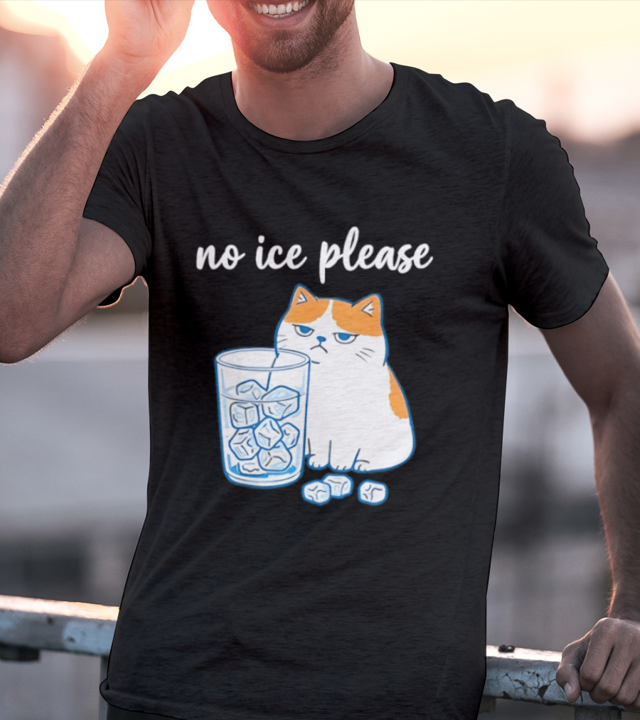 No Ice Please Cat Meme Cartoon Humor Ice Cube T-Shirt