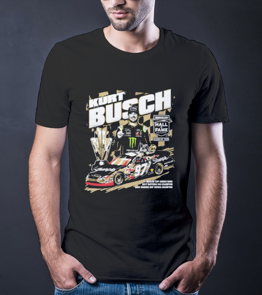 Kurt Busch 2026 NASCAR Hall Of Fame Champion Trophy Racing Legend NASCAR Cup Series T-Shirt