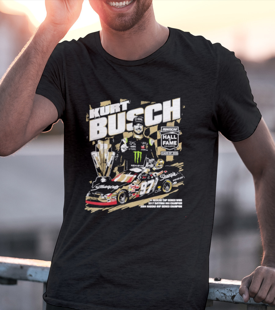 Kurt Busch 2026 NASCAR Hall Of Fame Champion Trophy Racing Legend NASCAR Cup Series T-Shirt