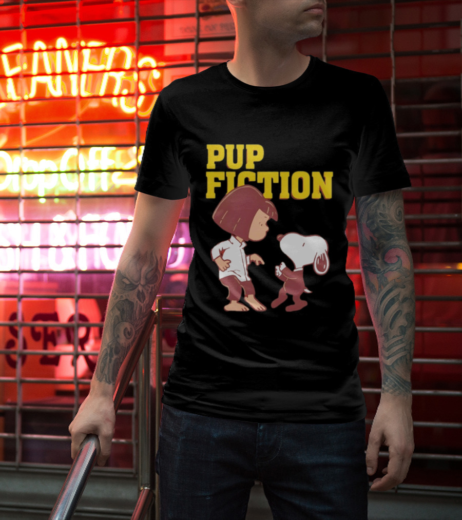 Lucy And Snoopy Pup Fiction Mashup Peanuts Characters T-Shirt