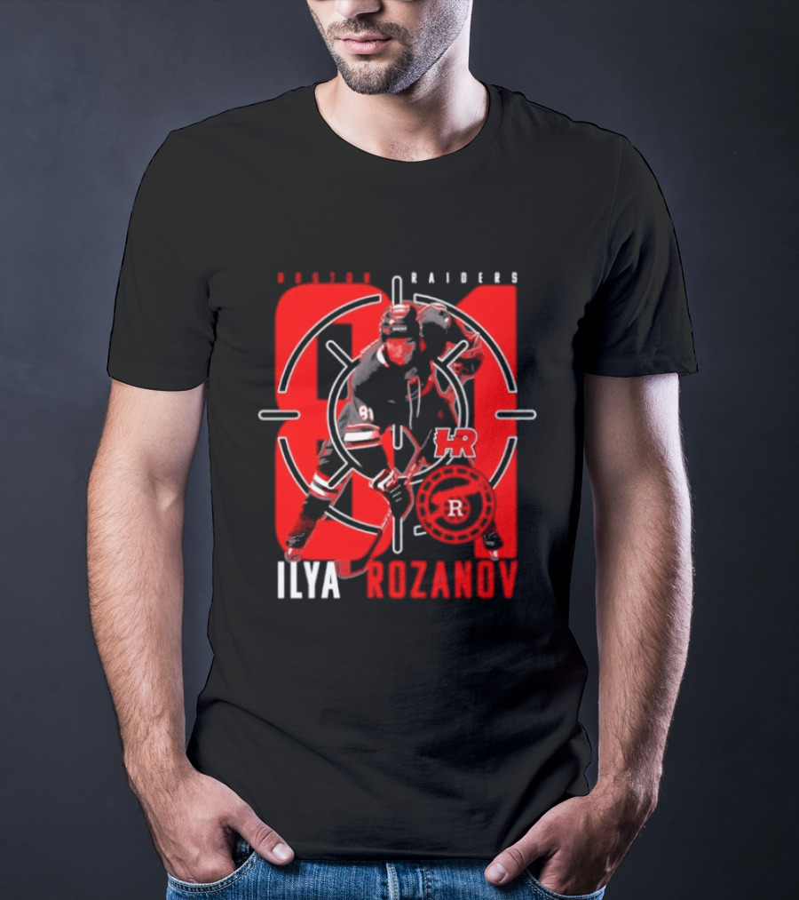 Boston Raiders Player Ilya Rozanov Hockey Target T-Shirt