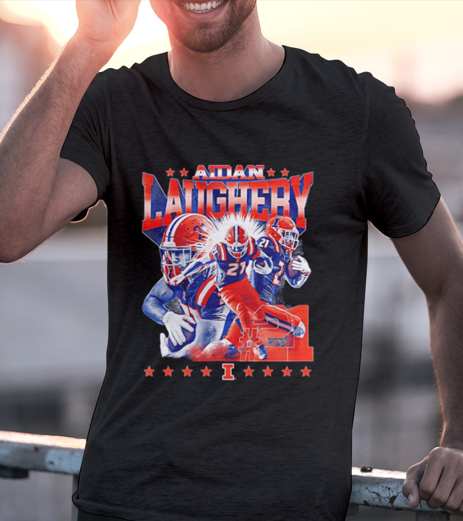 Aidan Laughery Illinois Football NCAA Player 21 Collage T-Shirt