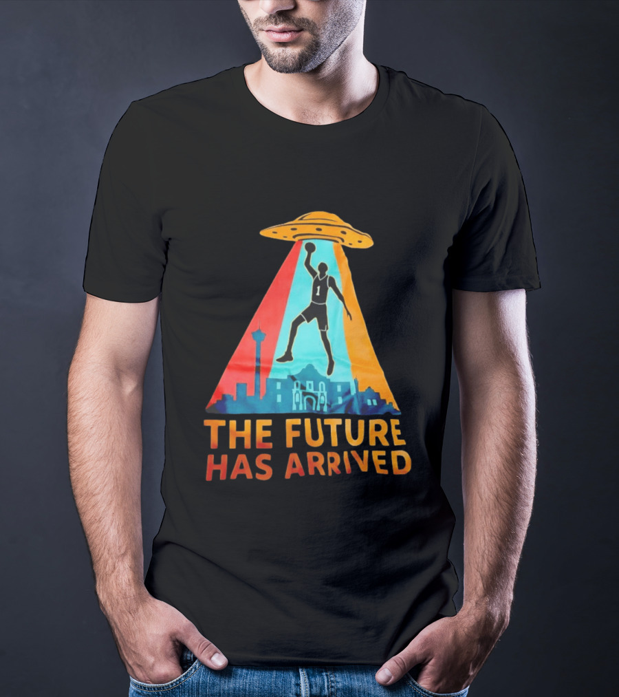 Basketball UFO Abduction Cityscape The Future Has Arrived T-Shirt