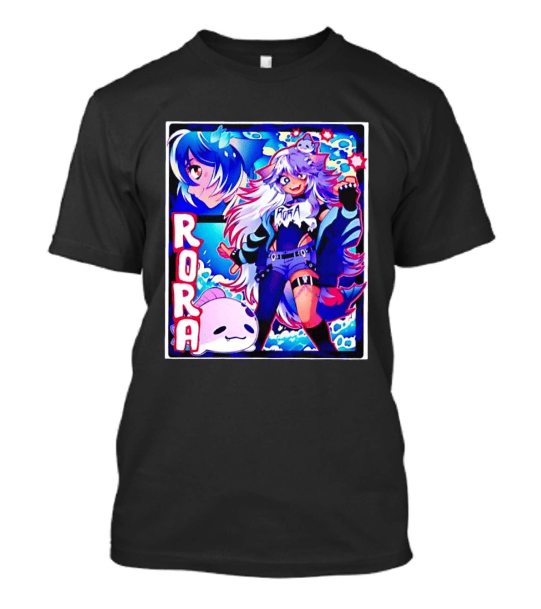 Rora Anime Character Vibrant Art With Cute Fantasy Elements And Pink Creature T-Shirt