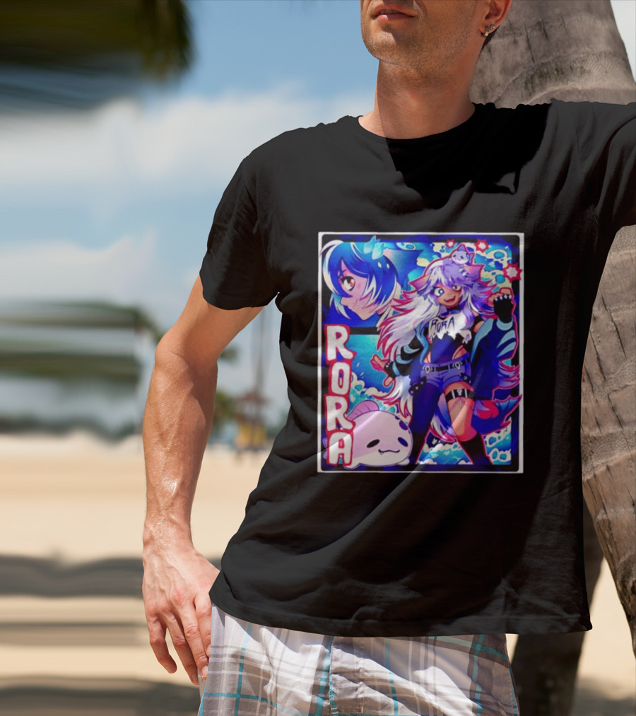 Rora Anime Character Vibrant Art With Cute Fantasy Elements And Pink Creature T-Shirt