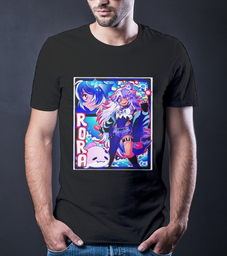 Rora Anime Character Vibrant Art With Cute Fantasy Elements And Pink Creature T-Shirt