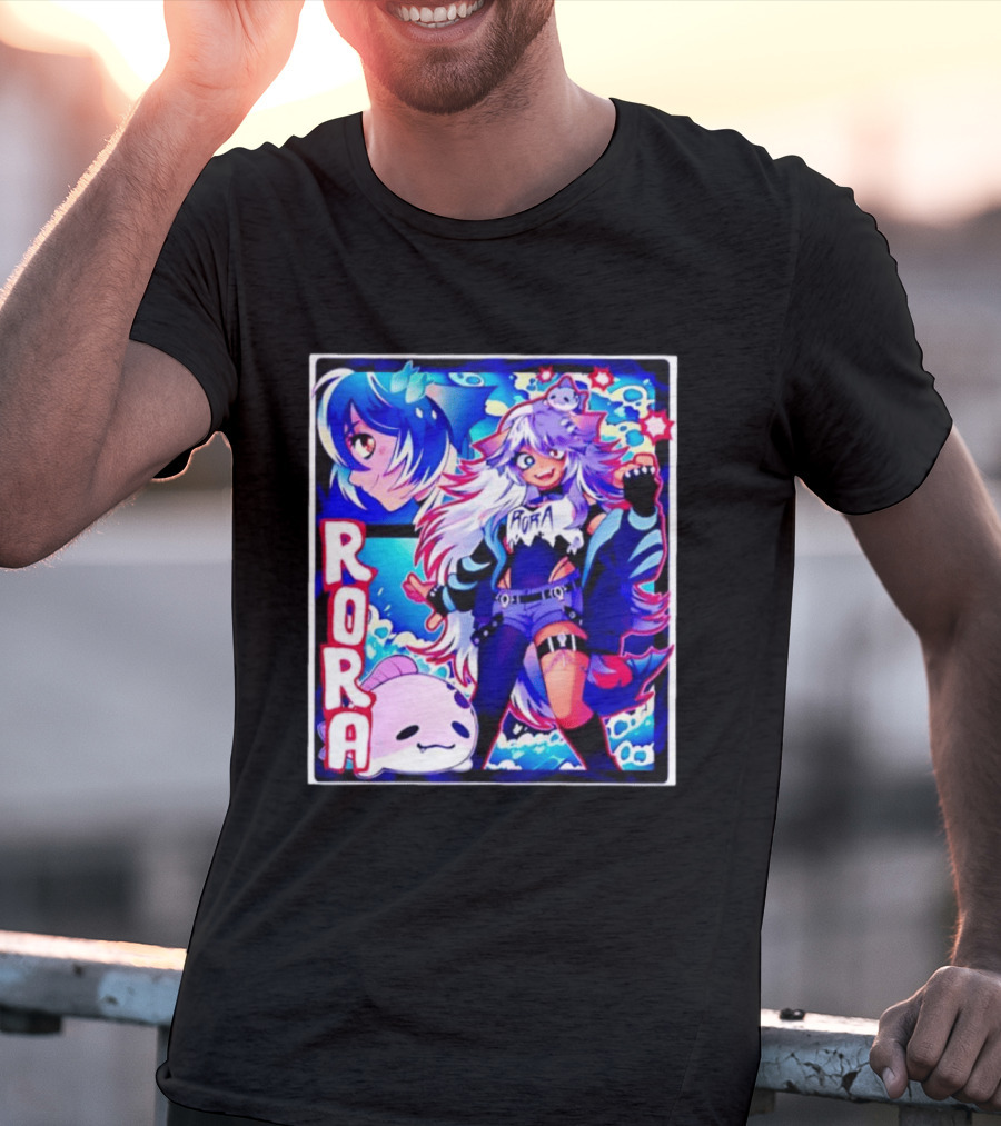 Rora Anime Character Vibrant Art With Cute Fantasy Elements And Pink Creature T-Shirt