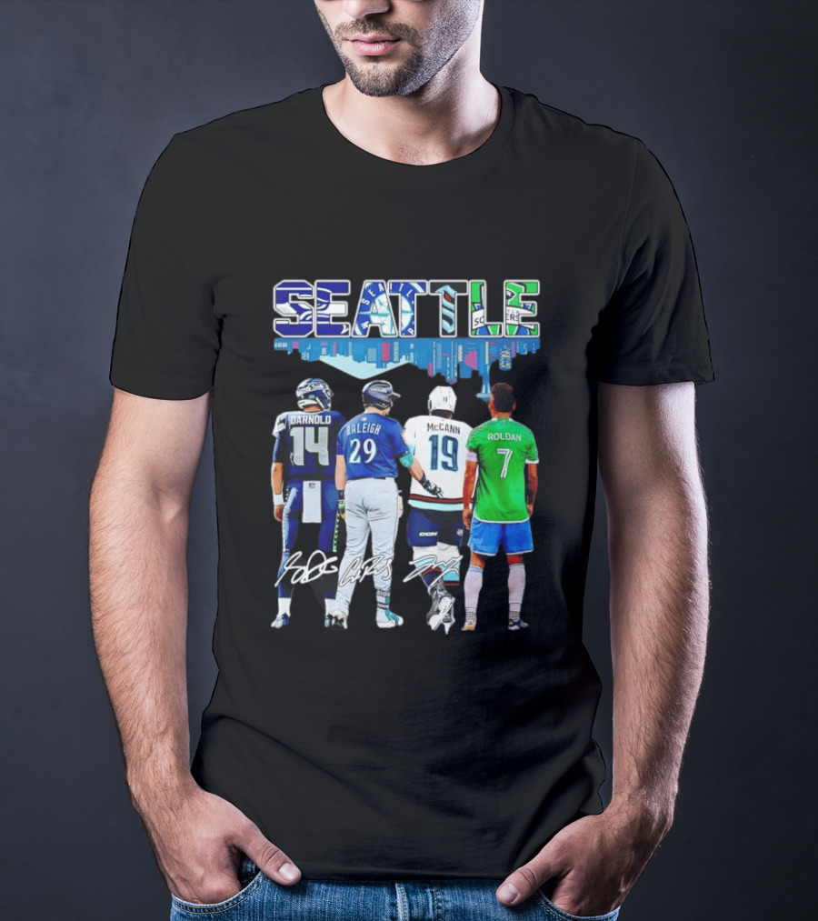 Seattle Sam Darnold Cal Raleigh Jared McCann Cristian Roldan Skyline T-Shirt