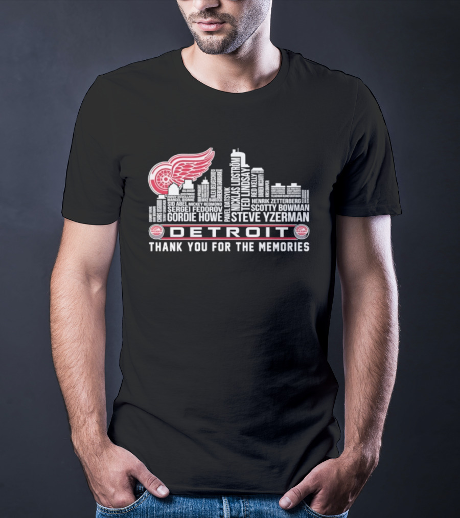 Detroit Red Wings City Skyline Steve Yzerman Thank You For The Memories T-Shirt