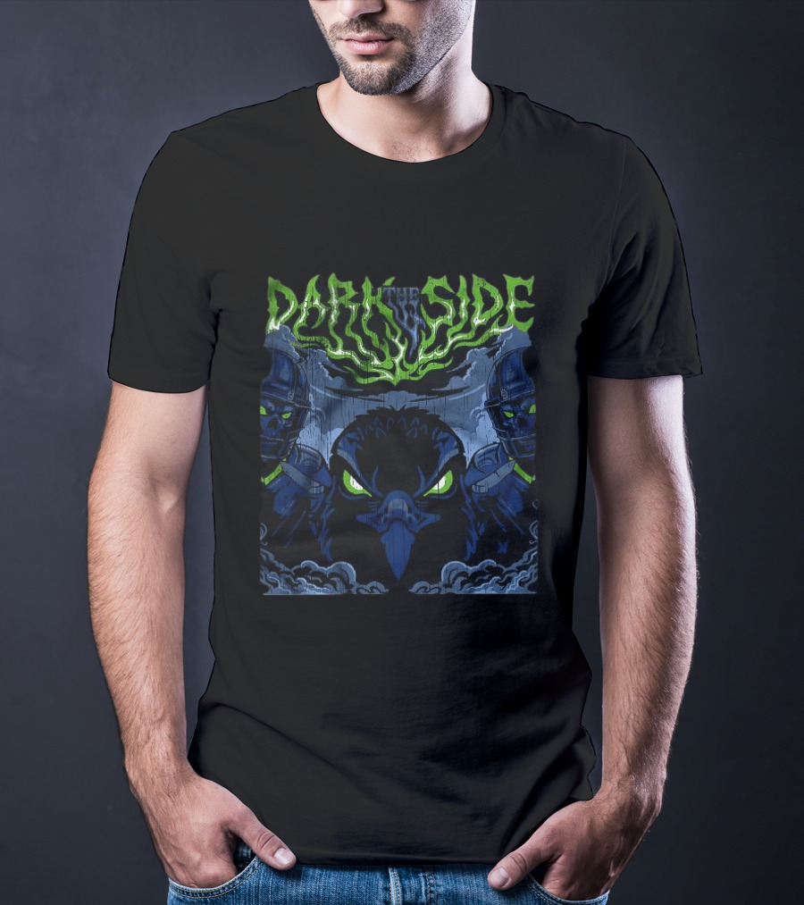 Seattle Seahawks Dark Side Night Vision Skull Eclipse T-Shirt
