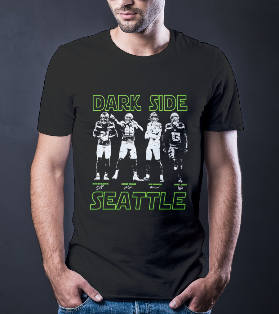 Seattle Seahawks 2026 Dark Side Defense Devon Witherspoon Leonard Williams Nick Emnanwori Ernest Jones IV T-Shirt