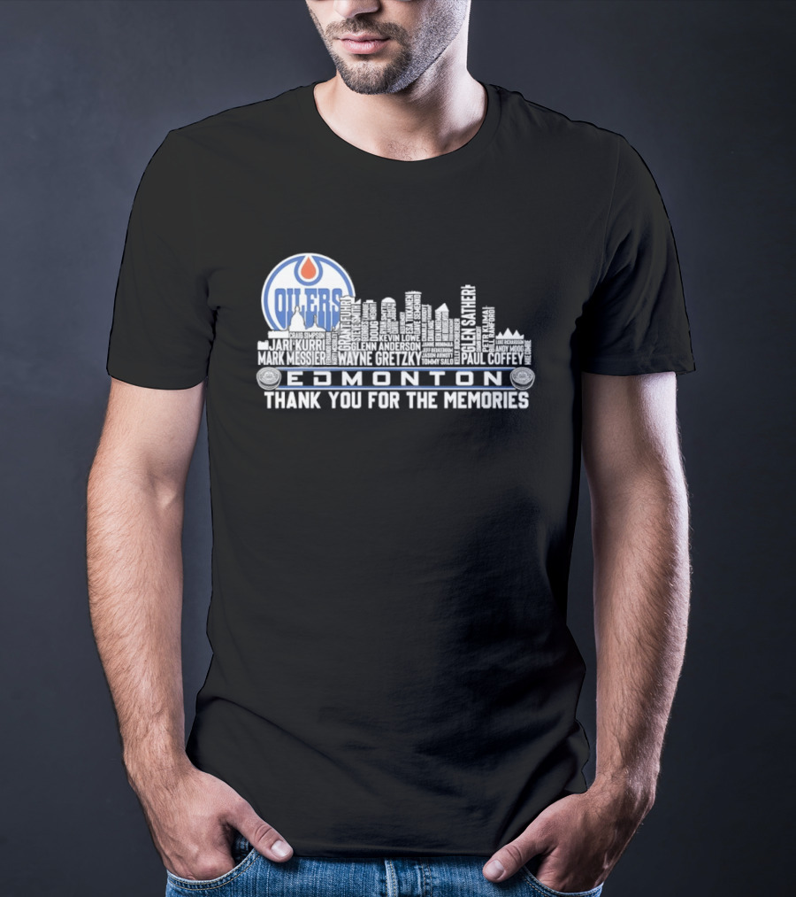 Edmonton Oilers Players City Skyline Thank You For The Memories T-Shirt