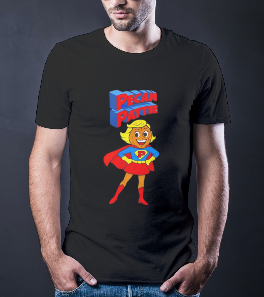 Pecan Pattie Superhero Character Red Blue Outfit T-Shirt