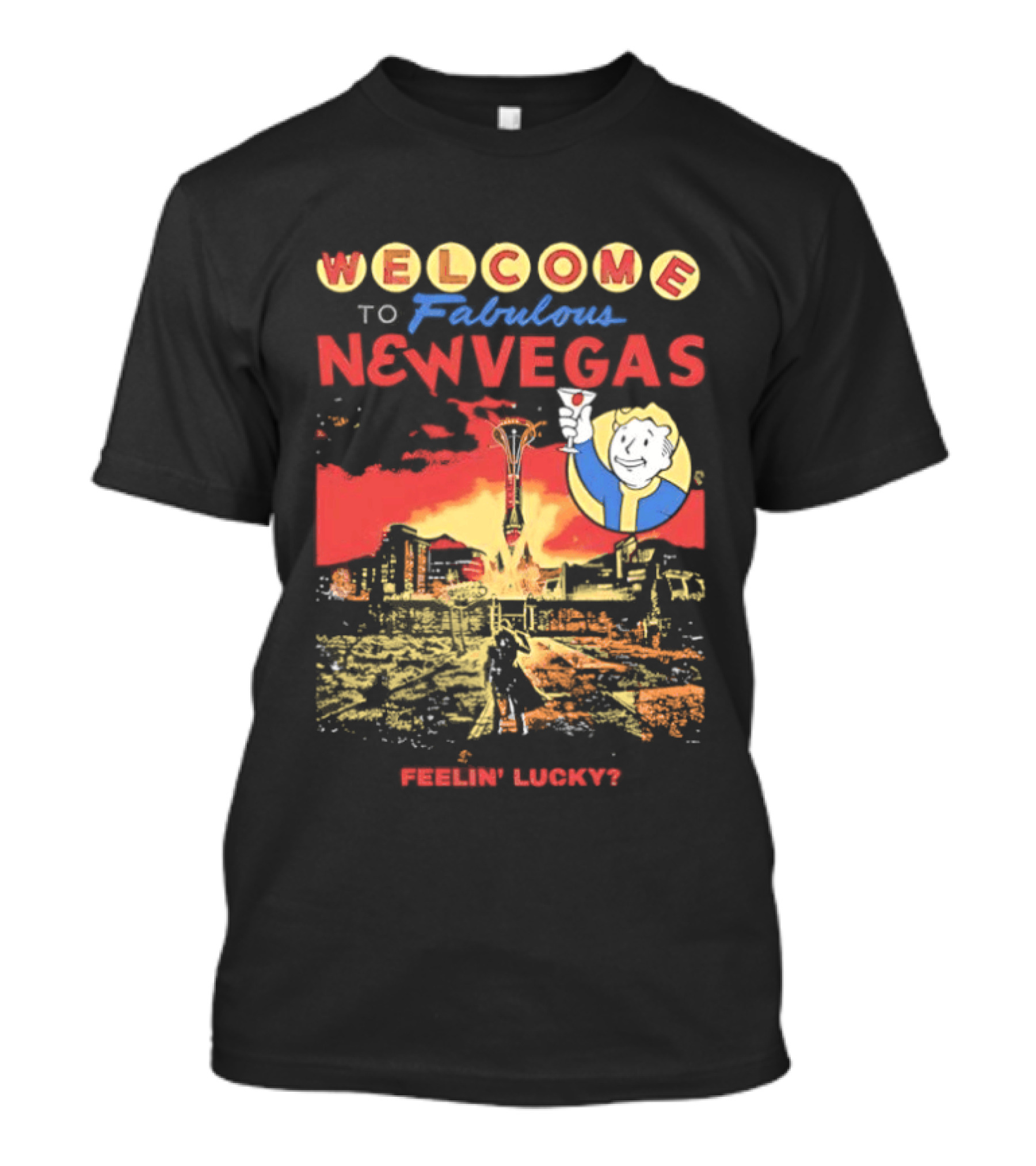 Welcome To Fabulous New Vegas Feeling Lucky Vintage Style Retro Gaming T-Shirt