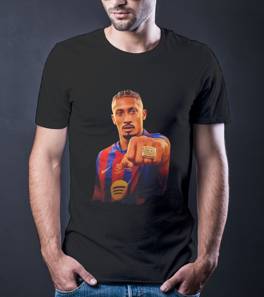 Raphinha Barcelona Brazil Player Ring La Liga Collage T-Shirt