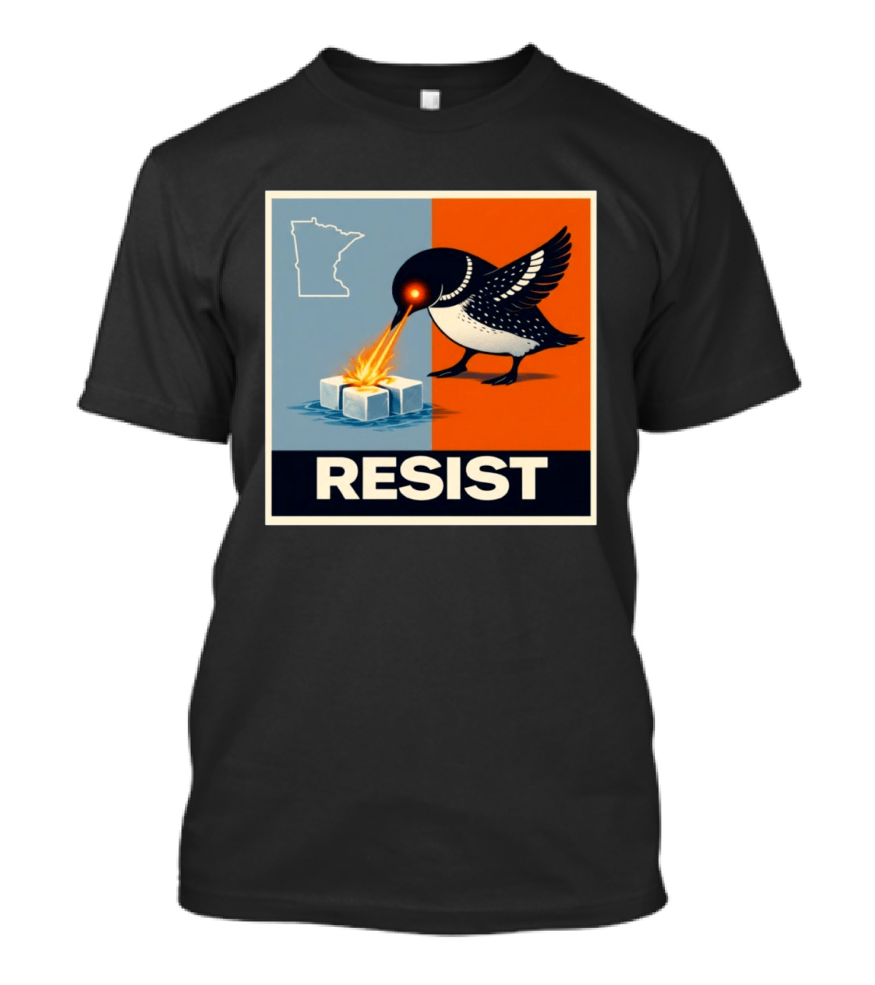 Rebel Minneapolis Ice Protest Resist With Loon Laser Bird And Minnesota Map T-Shirt