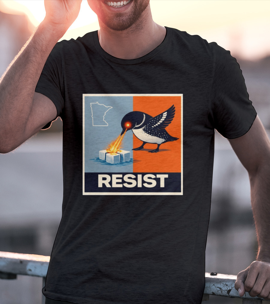 Rebel Minneapolis Ice Protest Resist With Loon Laser Bird And Minnesota Map T-Shirt