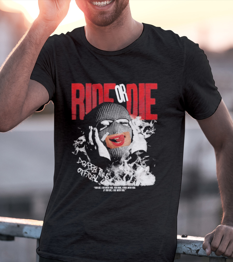 Ride Or Die Joker Grunge Typography And Distorted Joker Face T-Shirt