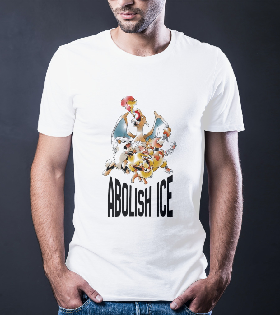 Abolish ICE Pokémon Characters Charizard Blastoise Pikachu Protest T-Shirt