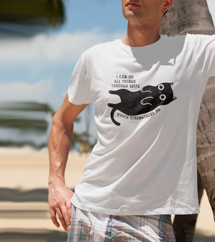 Black Cat I Can Do All Things Through Spite Which Strengthens Me T-Shirt