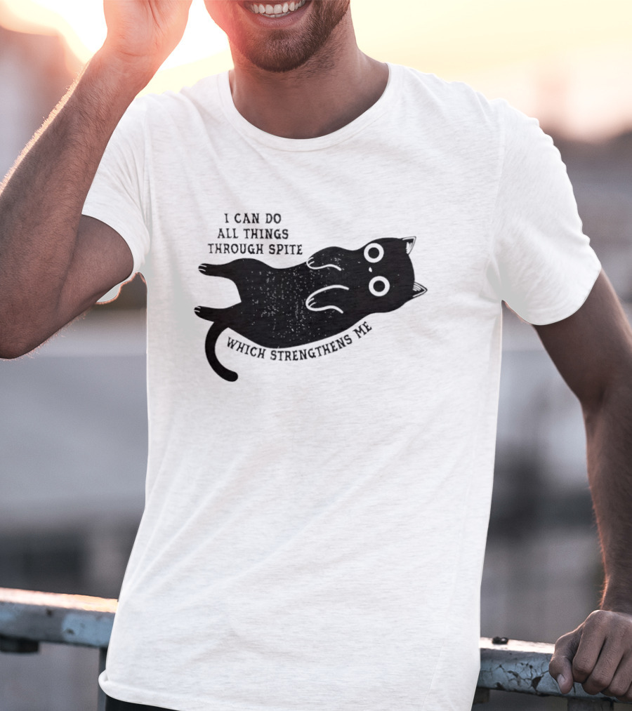 Black Cat I Can Do All Things Through Spite Which Strengthens Me T-Shirt