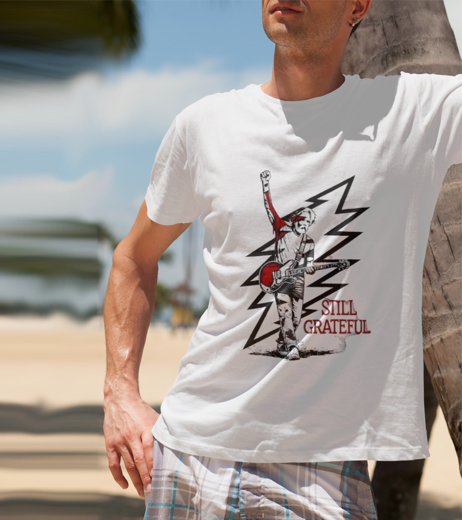 Bob Weir Holding Guitar Still Grateful White Lightning T-Shirt