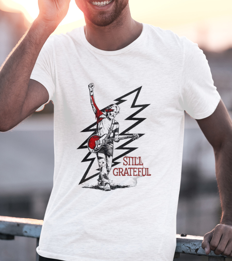 Bob Weir Holding Guitar Still Grateful White Lightning T-Shirt