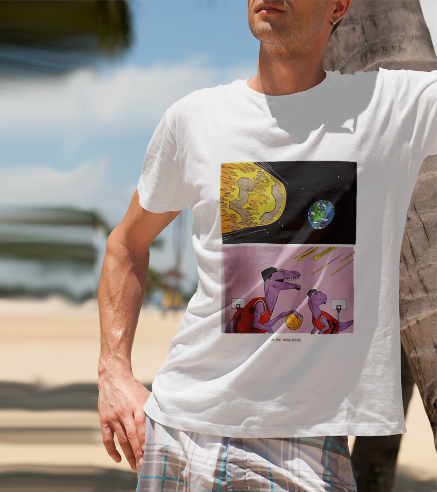 Bron Sends Him A LeBronto Dinosaur Meteor Basketball Earth Raptors T-Shirt