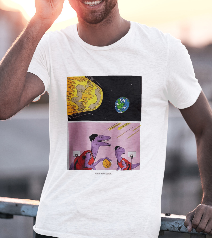 Bron Sends Him A LeBronto Dinosaur Meteor Basketball Earth Raptors T-Shirt