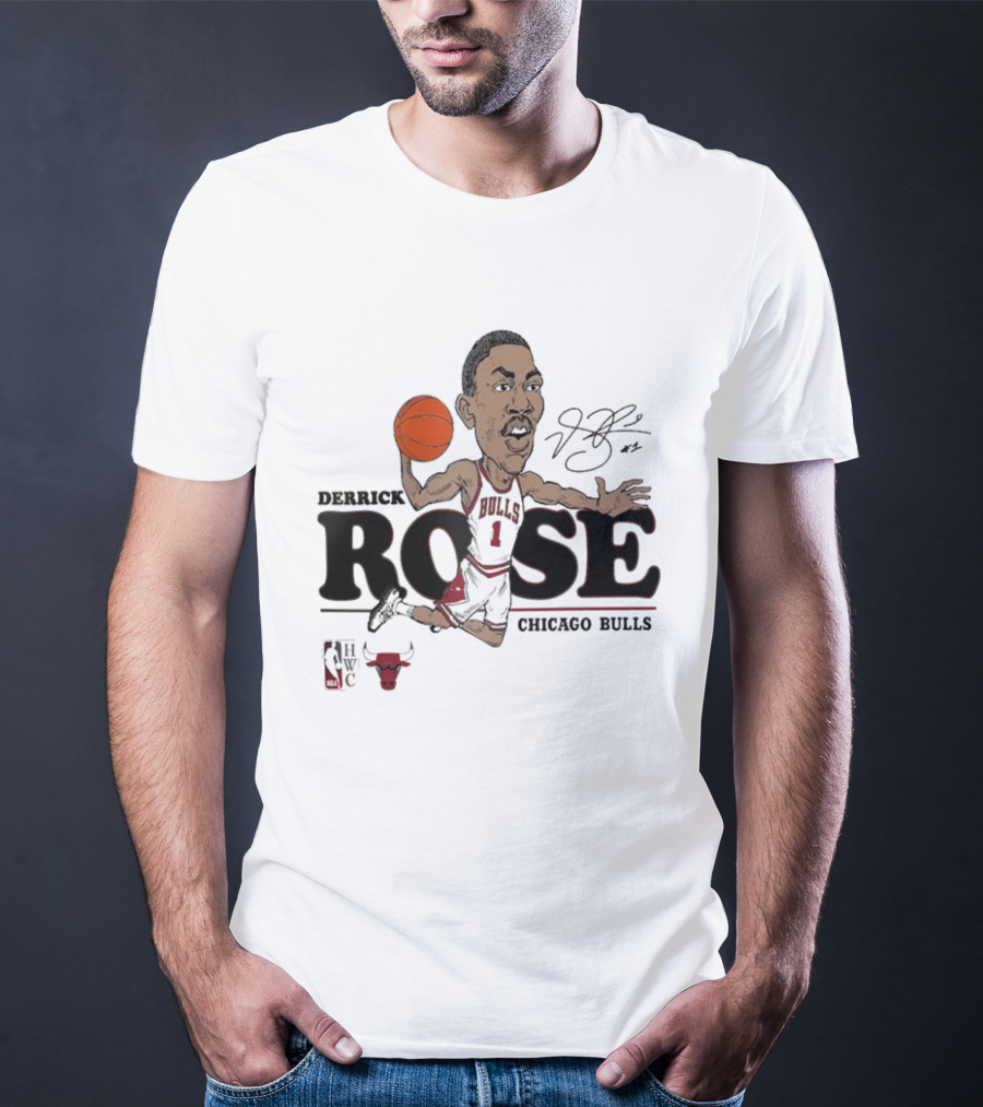 Derrick Rose Chicago Bulls Caricature Basketball T-Shirt