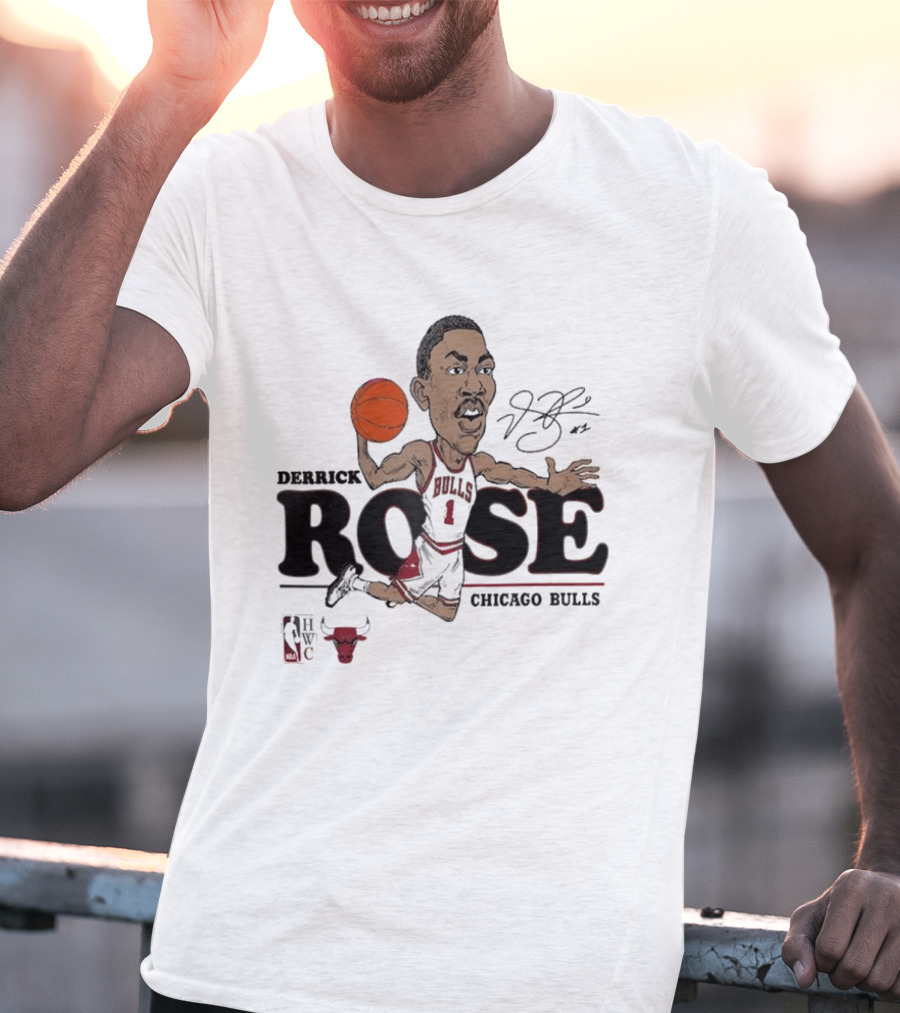 Derrick Rose Chicago Bulls Caricature Basketball T-Shirt