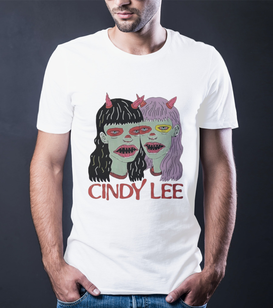 Cindy Lee Two Face Horned Creature Horror T-Shirt