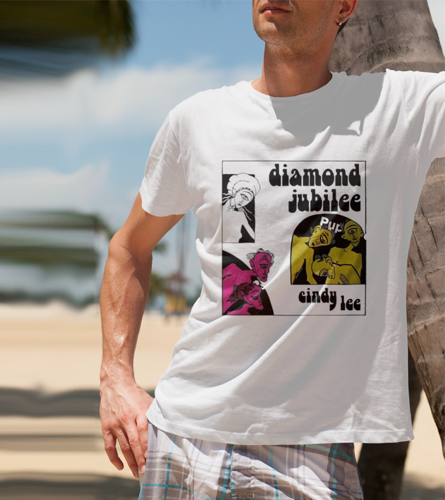 Diamond Jubilee Music Album Cindy Lee Illustrated Faces T-Shirt