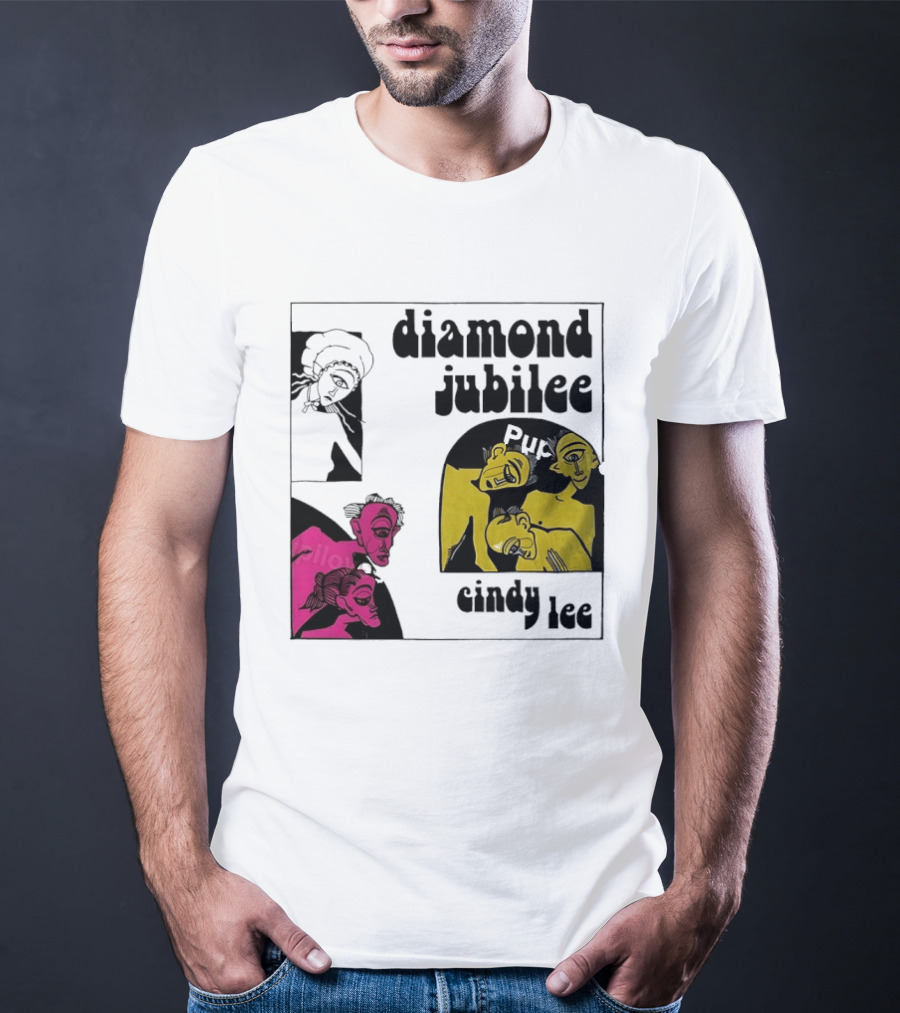 Diamond Jubilee Music Album Cindy Lee Illustrated Faces T-Shirt