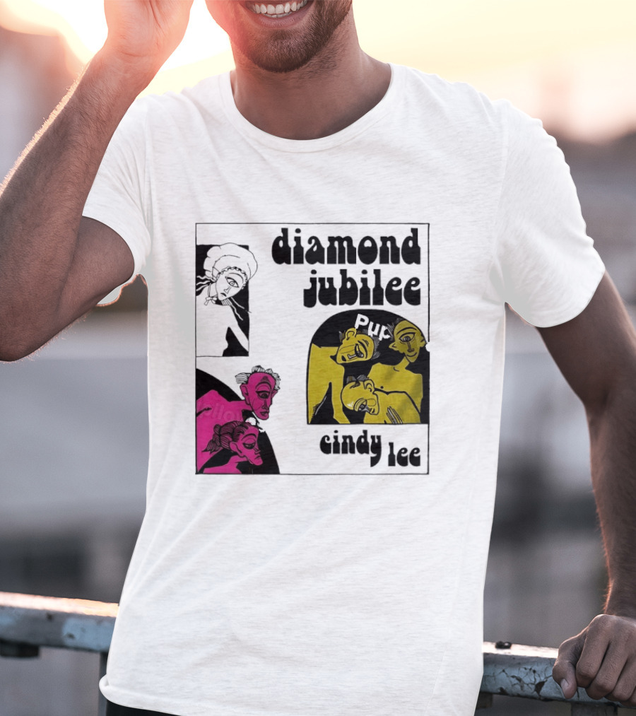 Diamond Jubilee Music Album Cindy Lee Illustrated Faces T-Shirt