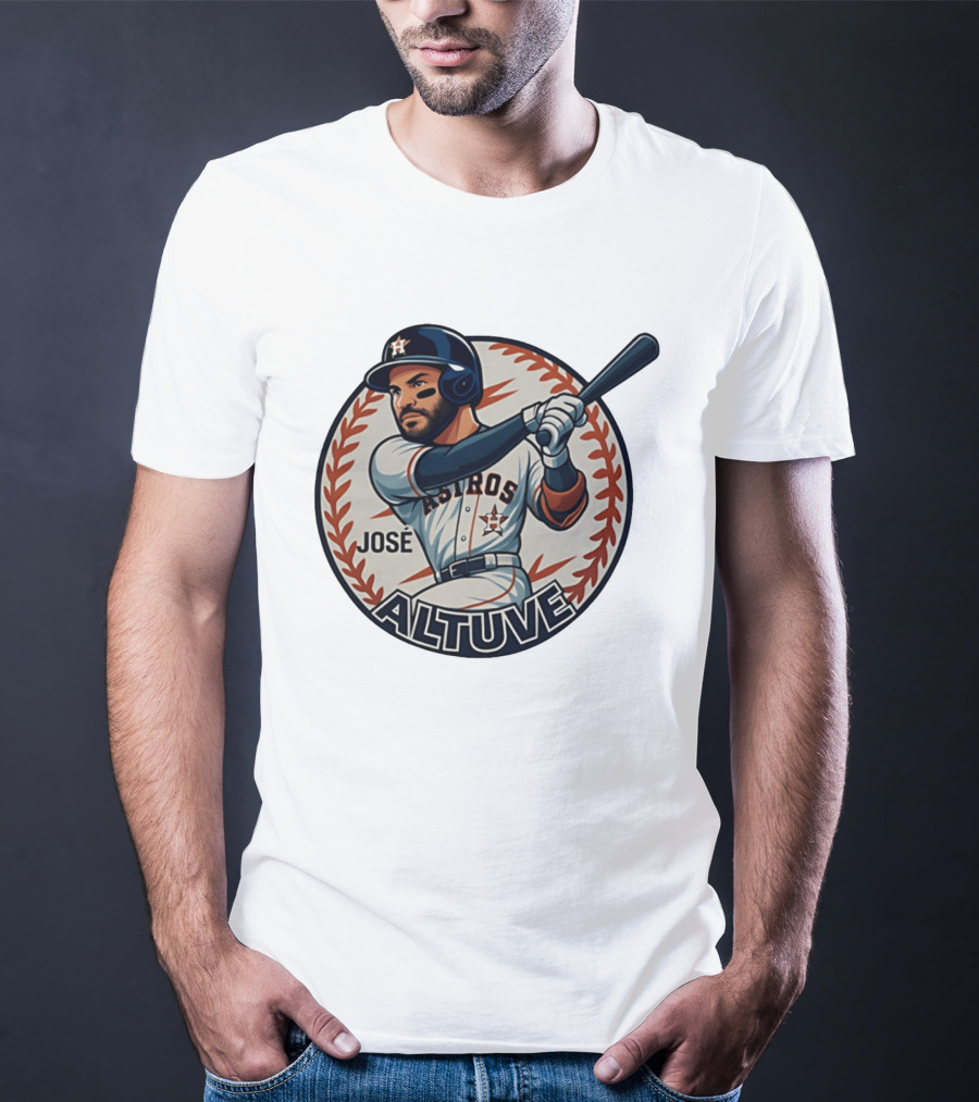 Houston Astros José Altuve Baseball Caricature T-Shirt