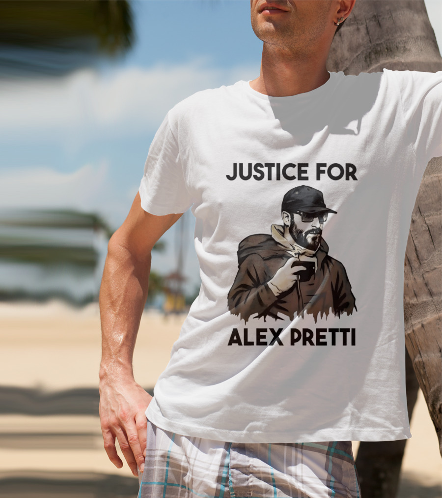 Justice For Alex Pretti Black Cap And Coffee Cup T-Shirt