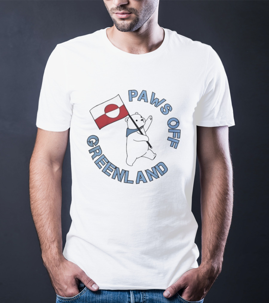 Paws Off Greenland Polar Bear Holding Flag T-Shirt