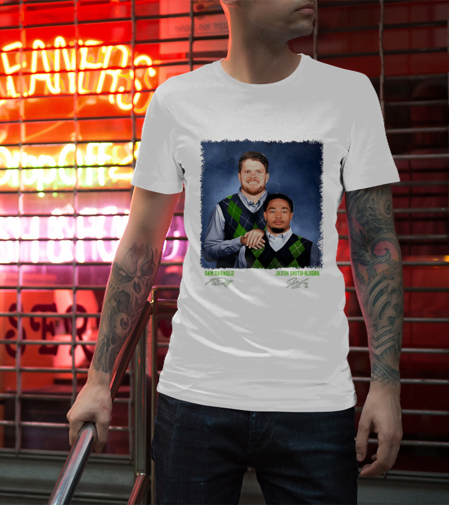 Sam Darnold Jaxon Smith Njigba Seattle Seahawks Step Brothers Football T-Shirt