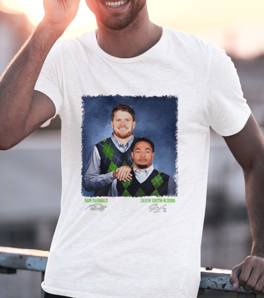 Sam Darnold Jaxon Smith Njigba Seattle Seahawks Step Brothers Football T-Shirt