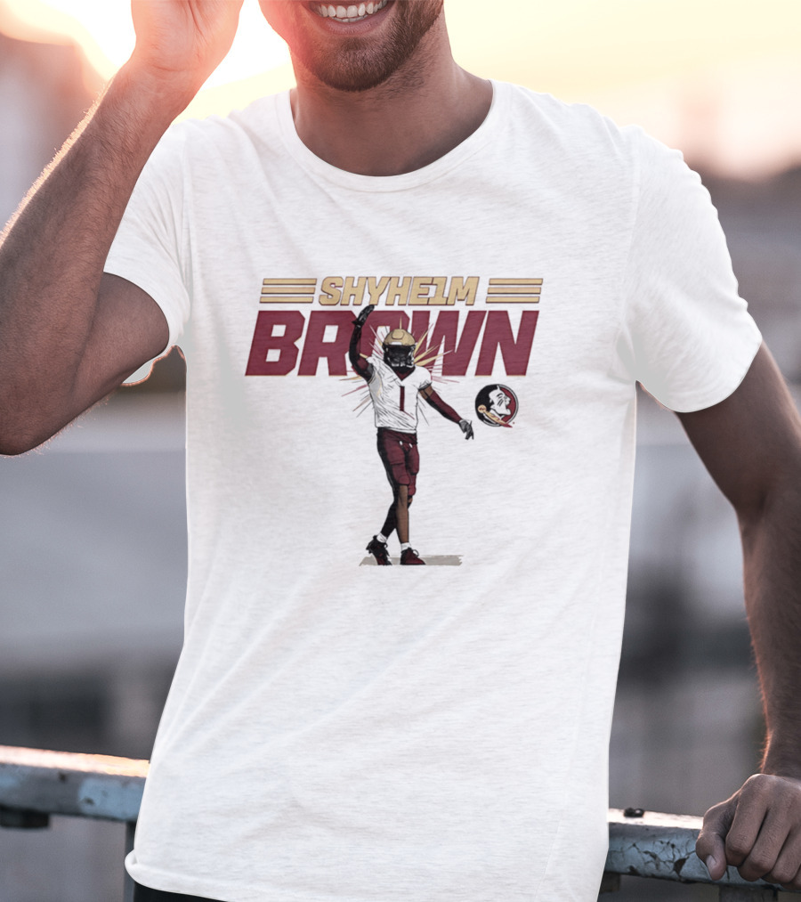Shyheim Brown Fsu Football Caricature Ncaa Player Execution T-Shirt