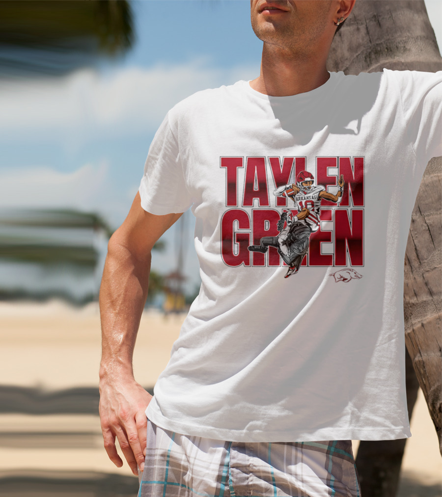 Taylen Green Arkansas Football NCAA Razorbacks Caricature T-Shirt