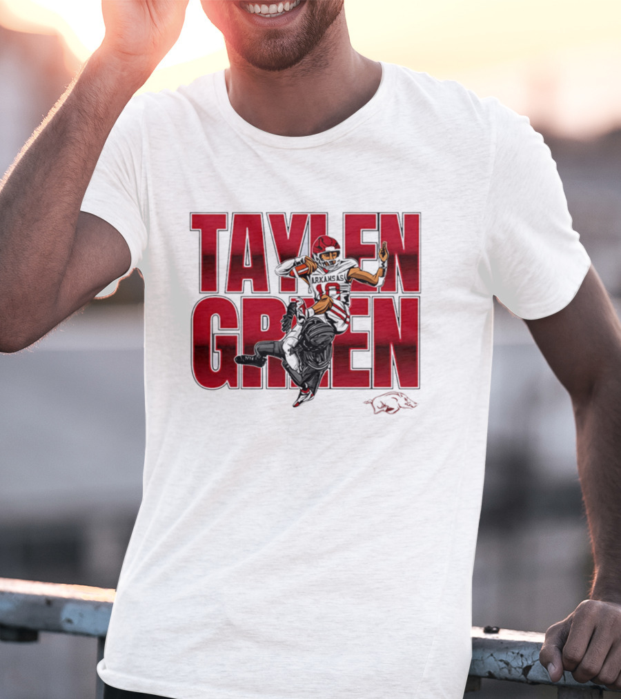 Taylen Green Arkansas Football NCAA Razorbacks Caricature T-Shirt