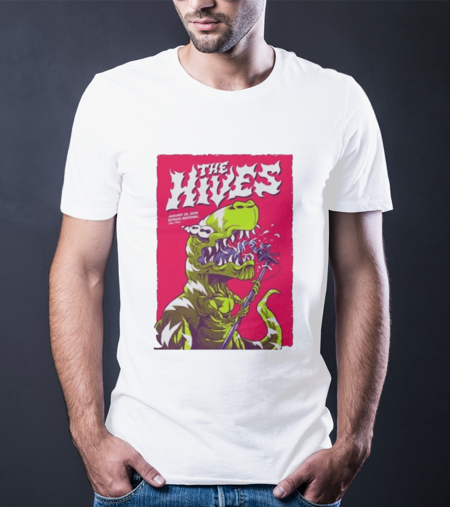 The Hives Live In Lima Peru January 25 2026 Estadio Nacional Dinosaur T-Shirt